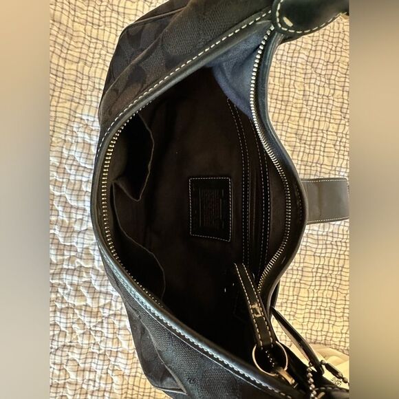 Coach Vintage Leather Buckle Signature Jacquard Hobo Classic Shoulder Bag - Picture 4 of 5